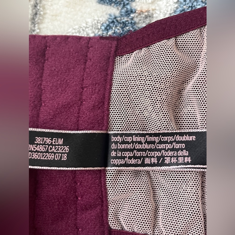 Victoria Secret Women's Whimsygoth Alluring Lace Sheer Bralette Burgundy 36C - Picture 10 of 14